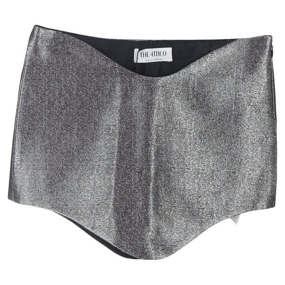 The Attico Dresses & Skirts - The Attico Wave Tech Shiny Mini Skirt In Grey Lurex
